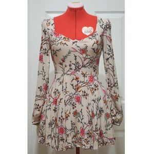 Rosalinda Floral Long-Sleeve Mini Dress